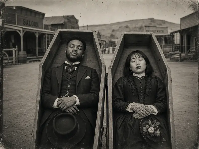 Postmortem Photo Old West AI photo booth effect — Couple rendering