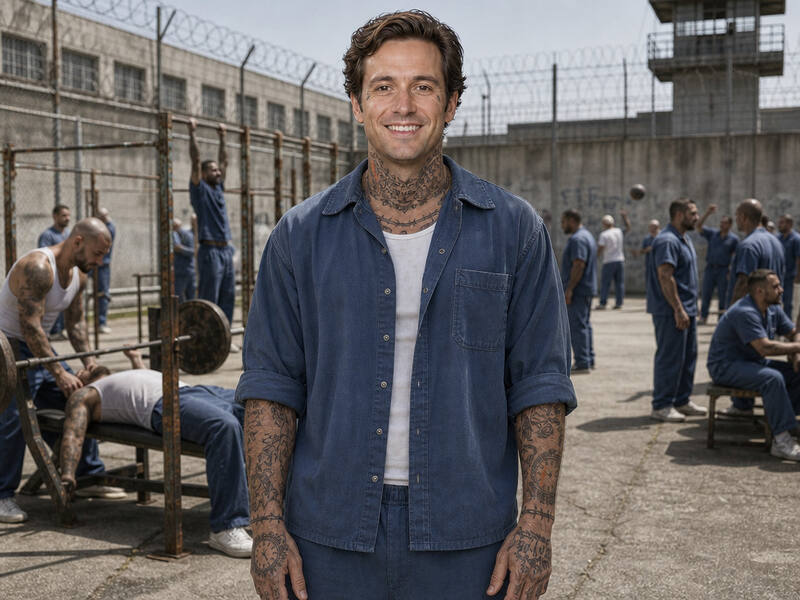Prison Yard Inmates AI photo booth effect — Solo rendering