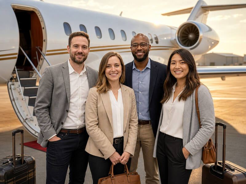 Private Jet Arrival AI photo booth effect — Group rendering
