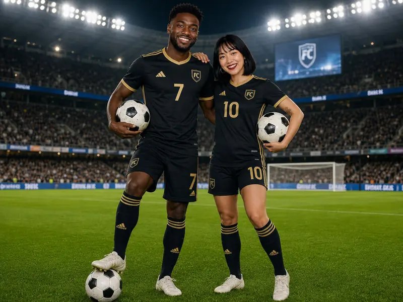 Professional Soccer Player AI photo booth effect — Couple rendering
