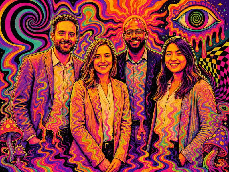 Psychedelic Trippy AI photo booth effect — Group rendering