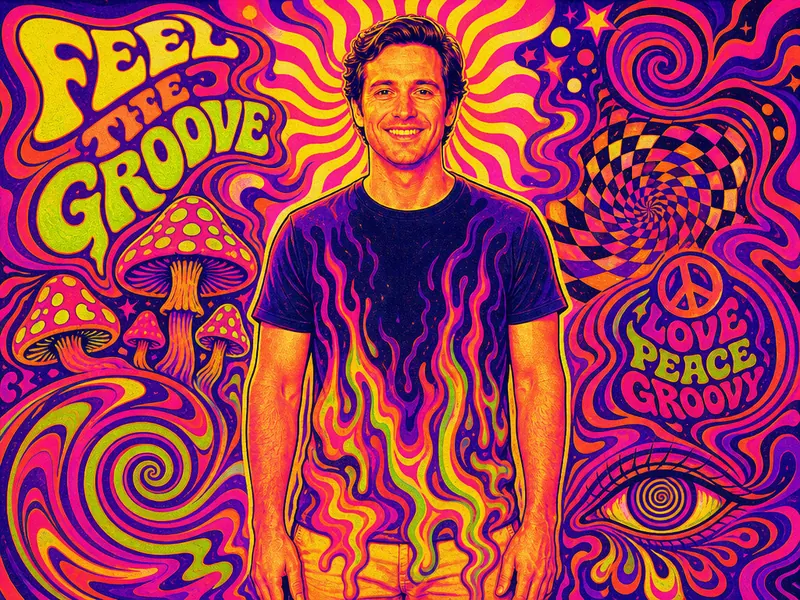 Psychedelic Trippy AI photo booth effect — Solo rendering