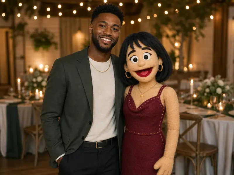 Random Felt Puppet AI photo booth effect — Couple rendering