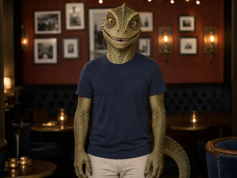 Random Lizard Person Alien AI photo booth effect — Solo rendering
