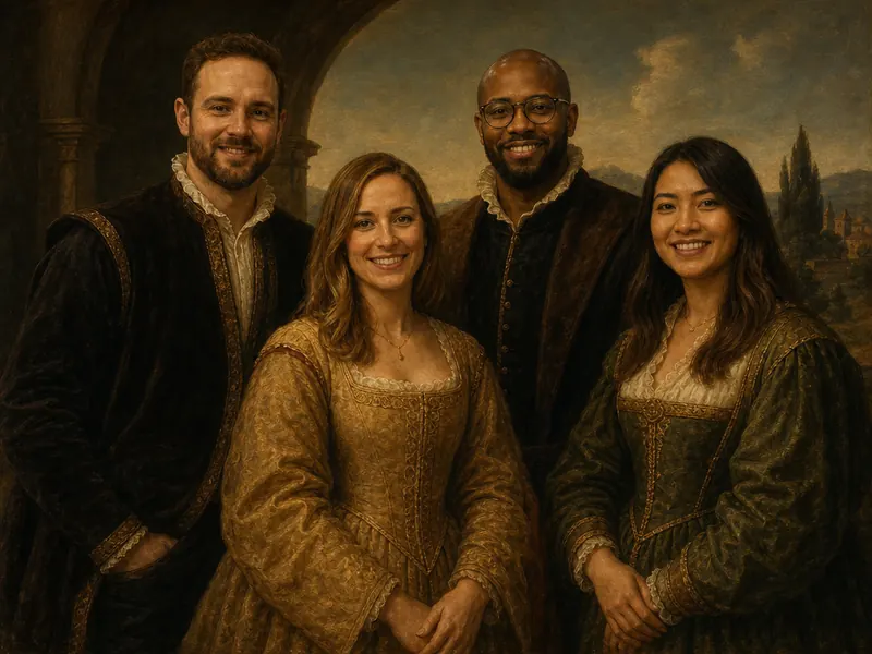 Renaissance Painting AI photo booth effect — Group rendering