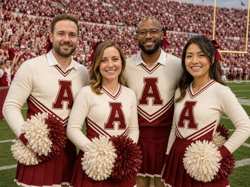 Retro Cheer Squad AI photo booth effect — Group rendering