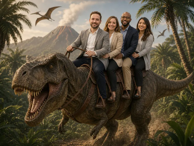 Riding a T-Rex — group