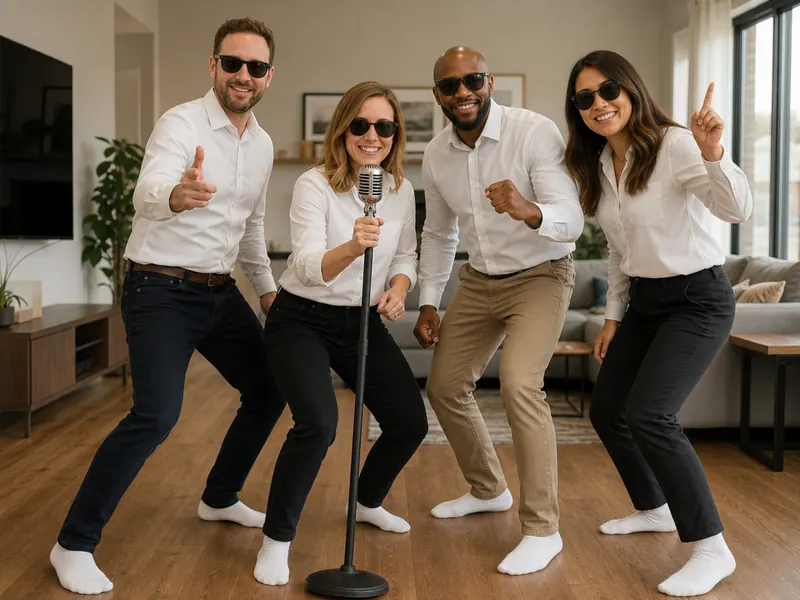 Risky Business Sock Slide — group