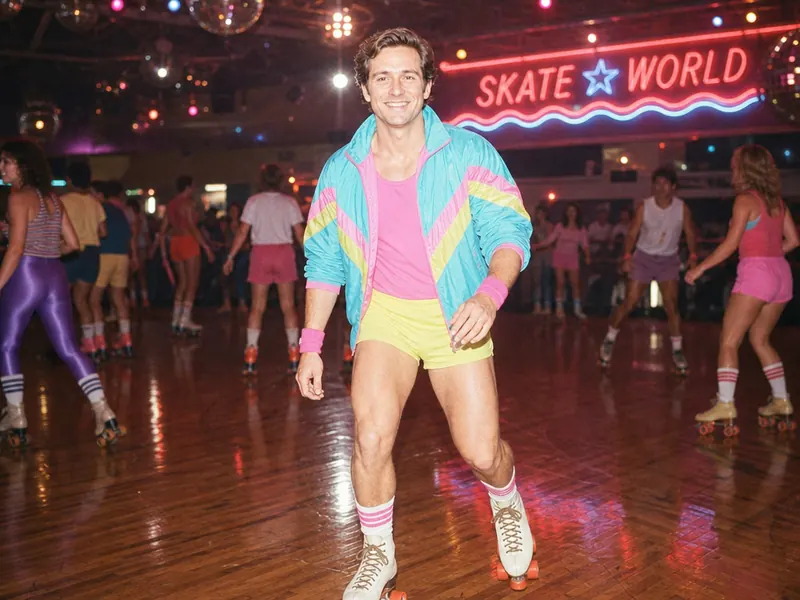 Rollerskating 1980s AI photo booth effect — Solo rendering