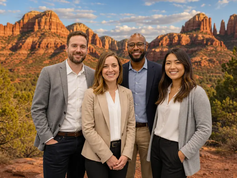 Sedona Red Rocks Arizona AI photo booth effect — Group rendering
