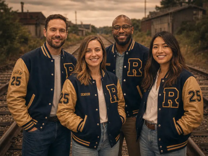 Senior Portrait Train Tracks AI photo booth effect — Group rendering
