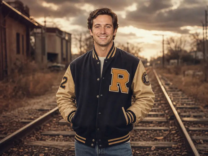 Senior Portrait Train Tracks AI photo booth effect — Solo rendering