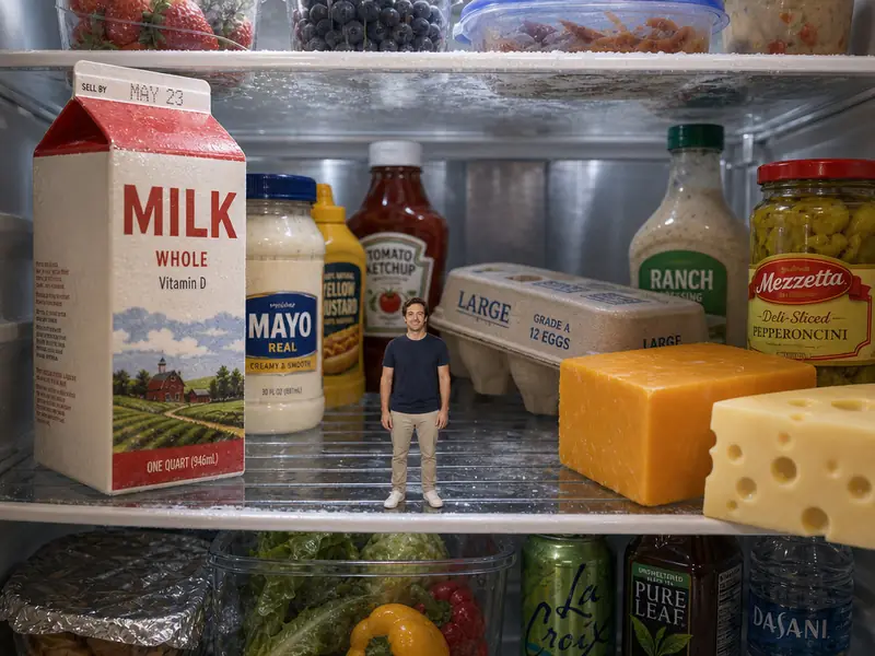 Shrunken Inside Refrigerator AI photo booth effect — Solo rendering
