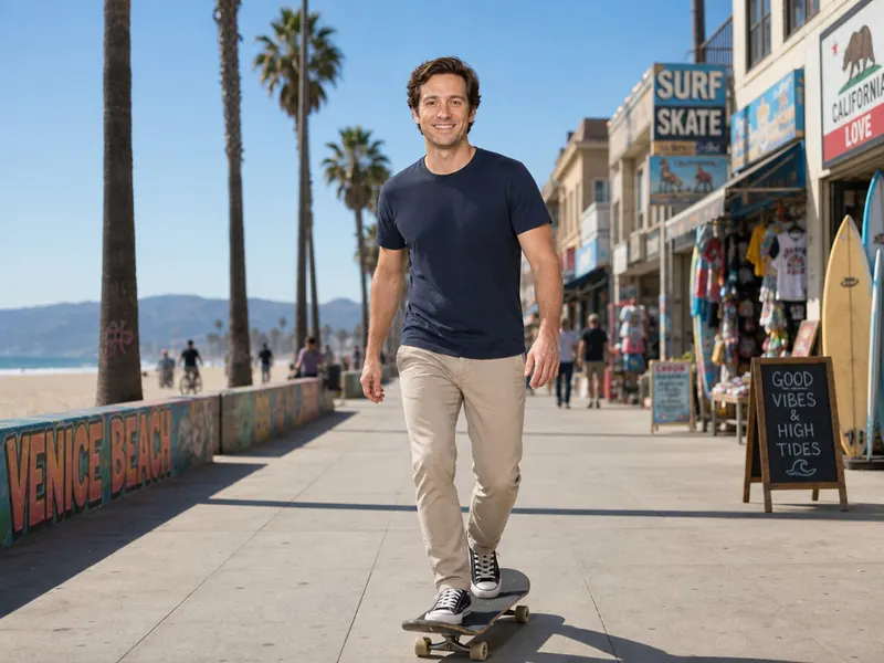 Skateboarding Beach California AI photo booth effect — Solo rendering