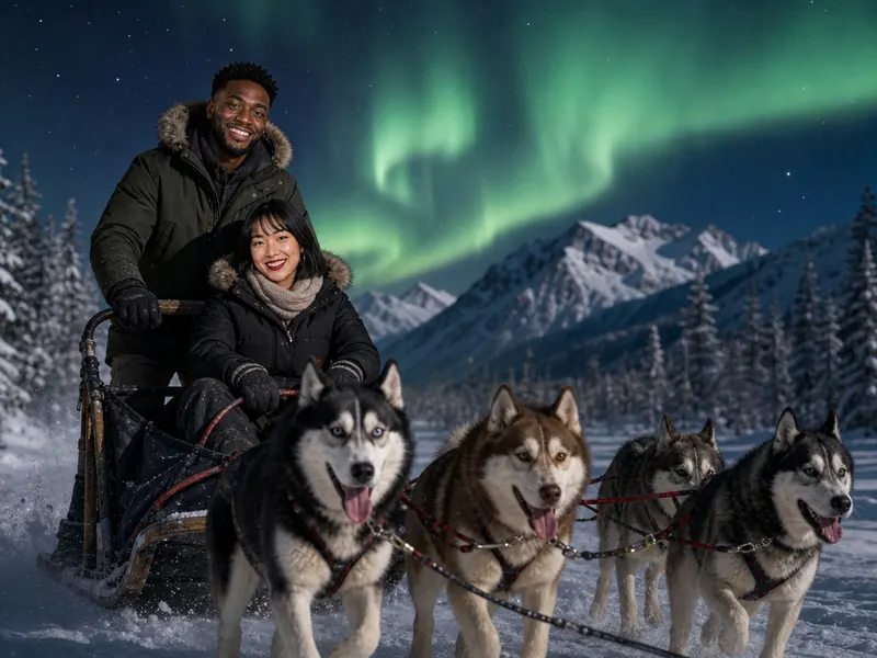 Sled Dogs Alaska — couple