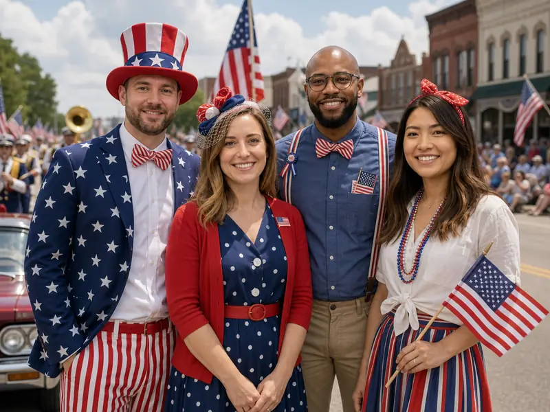 Small Town Fourth of July Parade AI photo booth effect — Group rendering