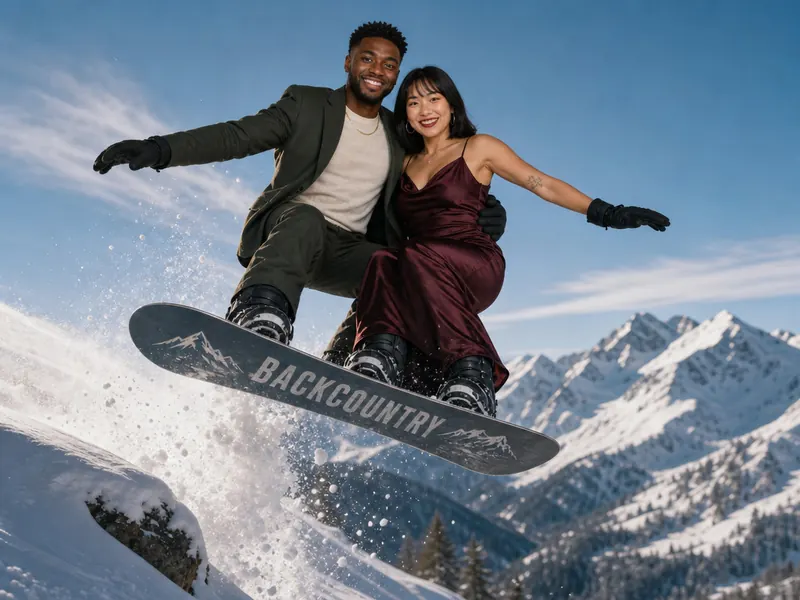 Snowboarding Air — couple