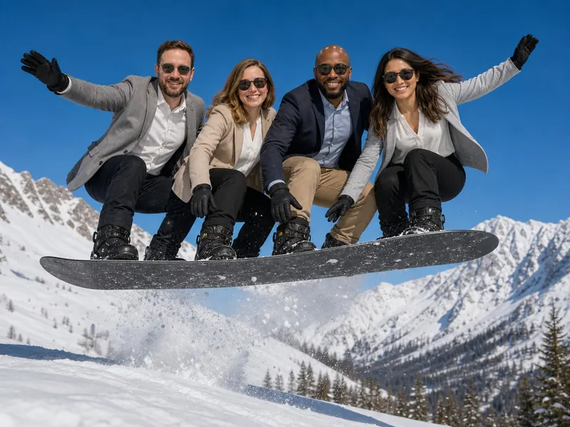 Snowboarding Air — group