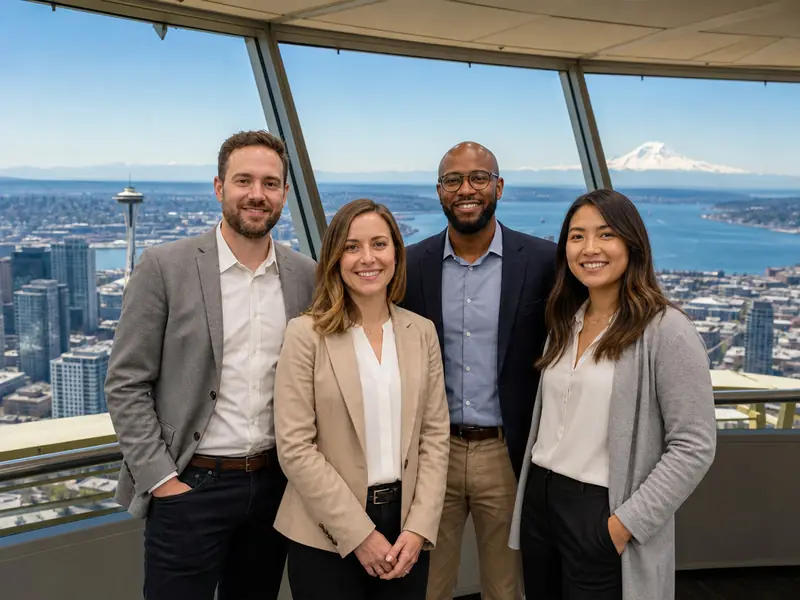 Space Needle Seattle AI photo booth effect — Group rendering