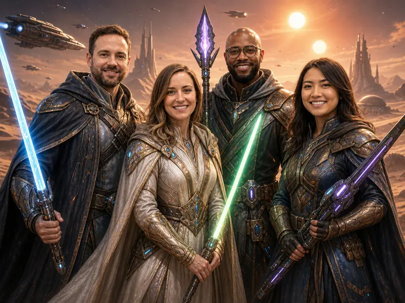 Star Wars Sci-Fi Warrior AI photo booth effect — Group rendering