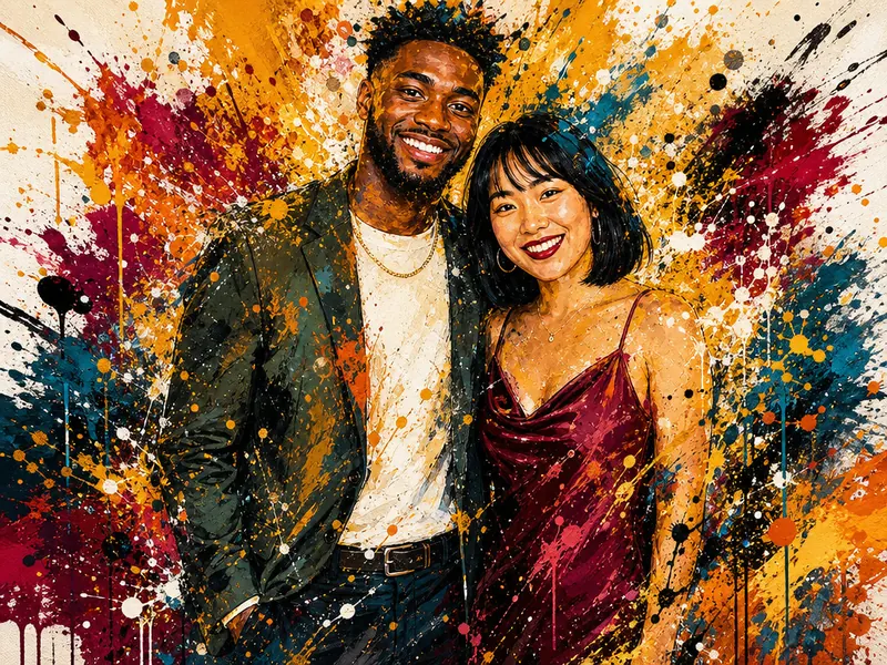 Splatter Paint Art AI photo booth effect — Couple rendering