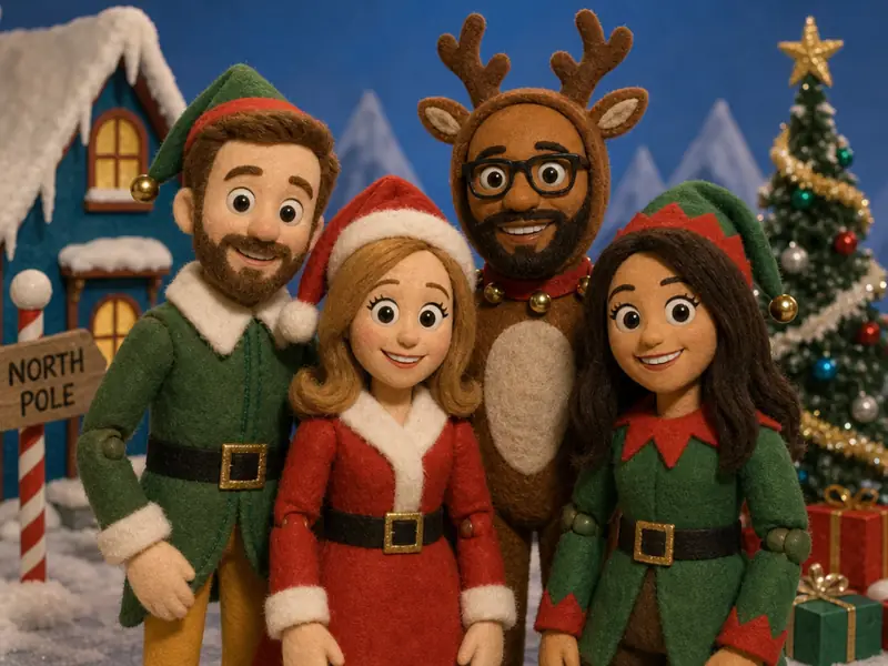 Stop Motion Holiday Special AI photo booth effect — Group rendering