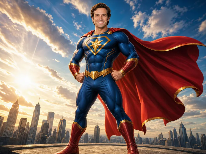 Superhero AI photo booth effect — Solo rendering