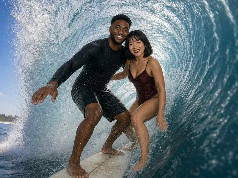 Surfing Massive Wave — couple