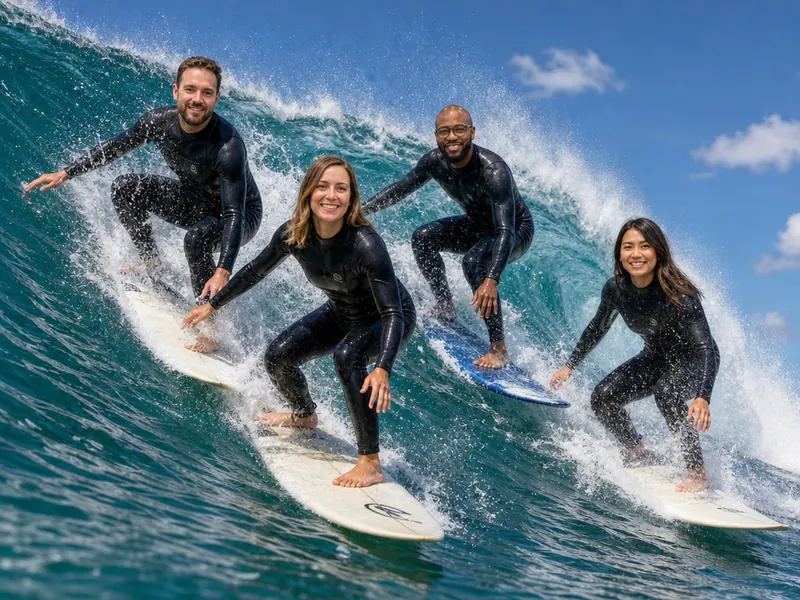 Surfing Wave AI photo booth effect — Group rendering