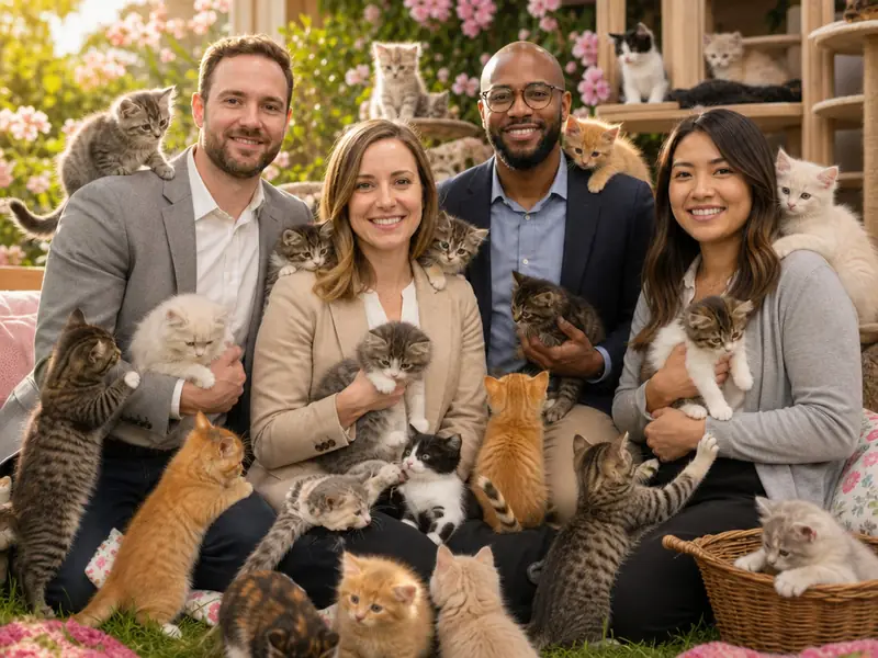 Surrounded by Kittens AI photo booth effect — Group rendering