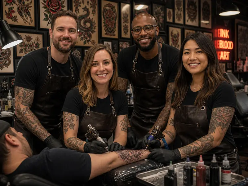 Tattoo Artist AI photo booth effect — Group rendering