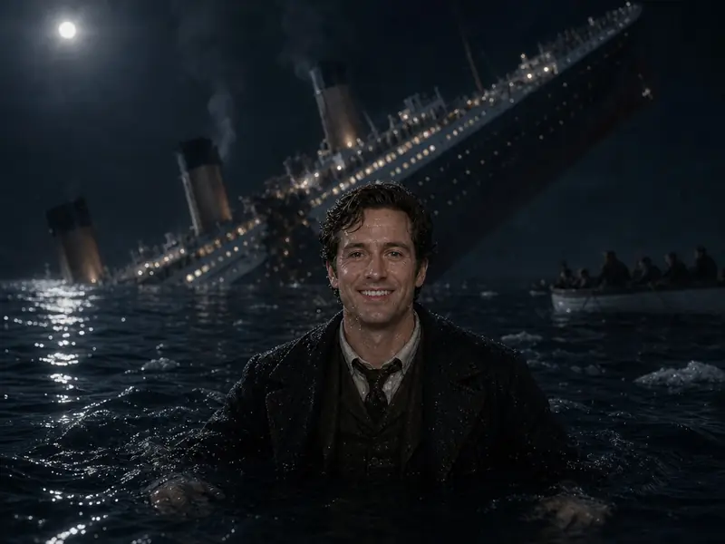 Titanic Survivor Ocean AI photo booth effect — Solo rendering
