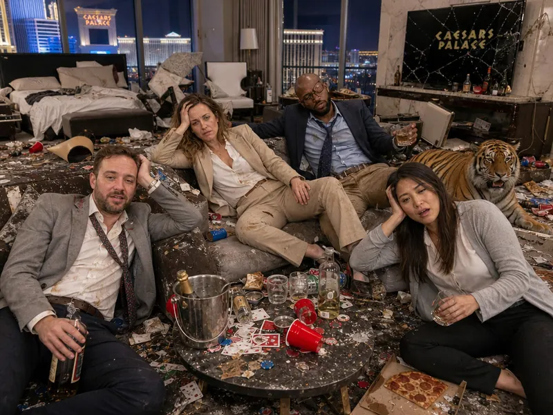 Trashed Vegas Suite AI photo booth effect — Group rendering