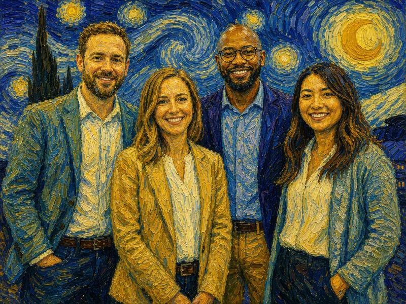 Van Gogh Style AI photo booth effect — Group rendering
