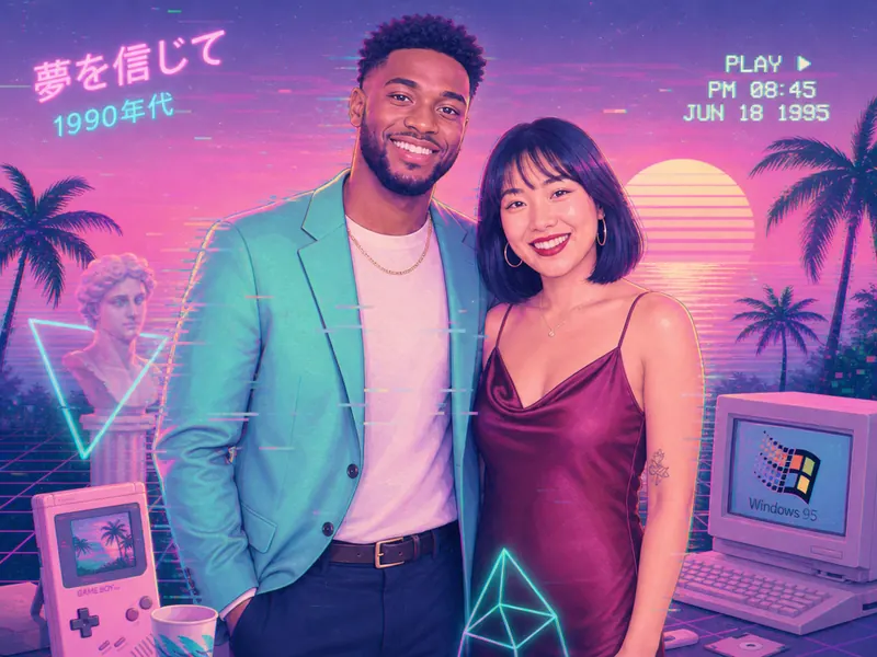 Vaporwave Aesthetic AI photo booth effect