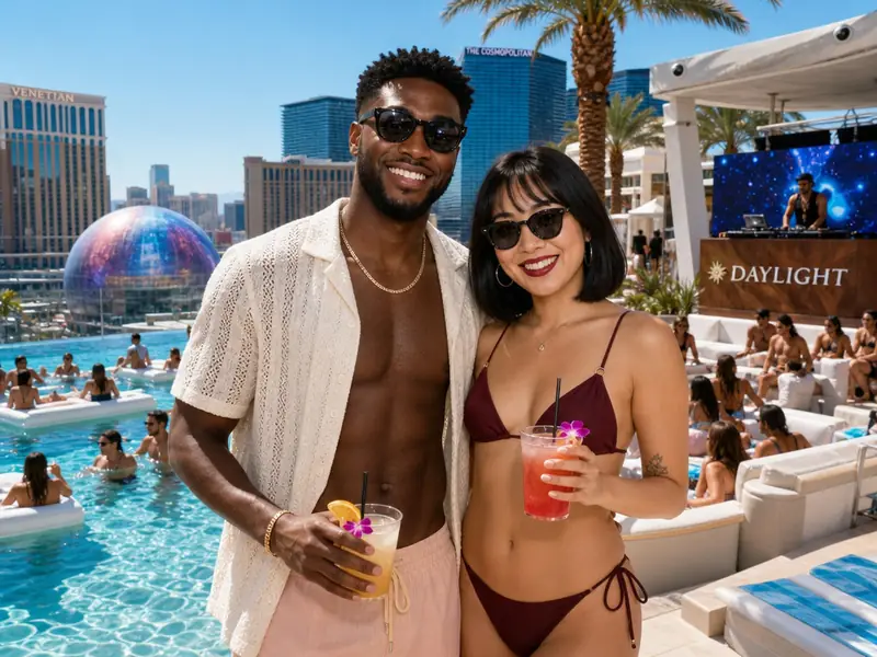 Vegas Pool Party AI photo booth effect — Couple rendering