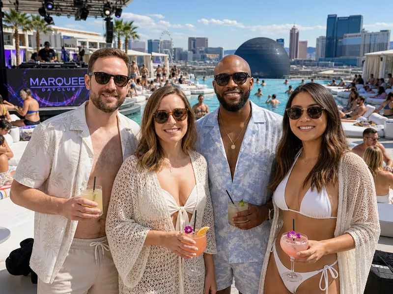 Vegas Pool Party AI photo booth effect — Group rendering