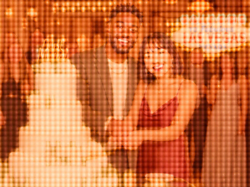 Vegas Wedding Cake Cutting AI photo booth effect — Couple rendering