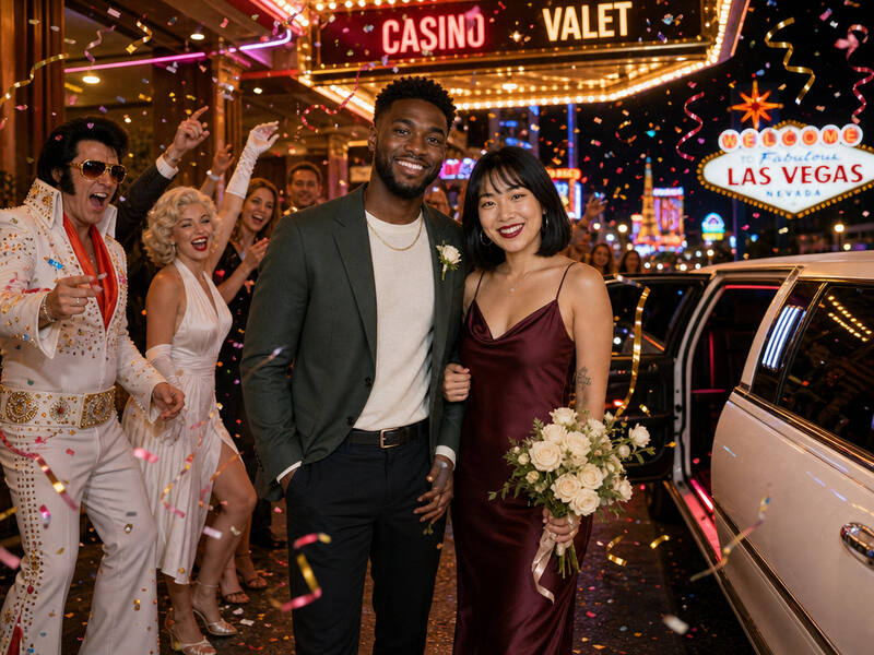 Vegas Limo Send-Off AI photo booth effect — Couple rendering