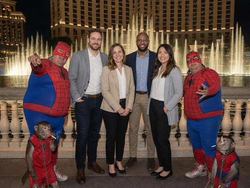 Vegas Street Character Photo-Op AI photo booth effect — Group rendering
