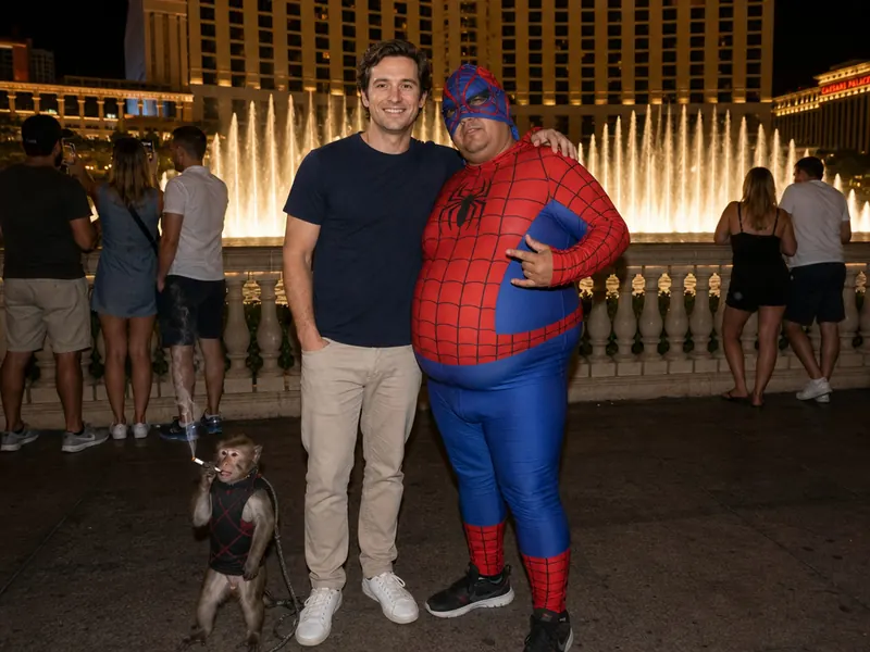 Vegas Street Character Photo-Op AI photo booth effect — Solo rendering
