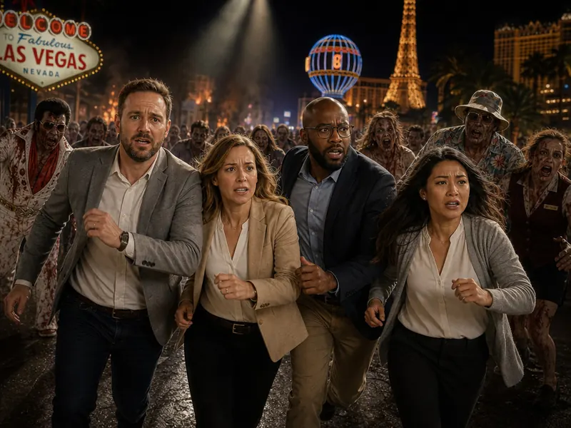 Vegas Zombie Apocalypse AI photo booth effect — Group rendering