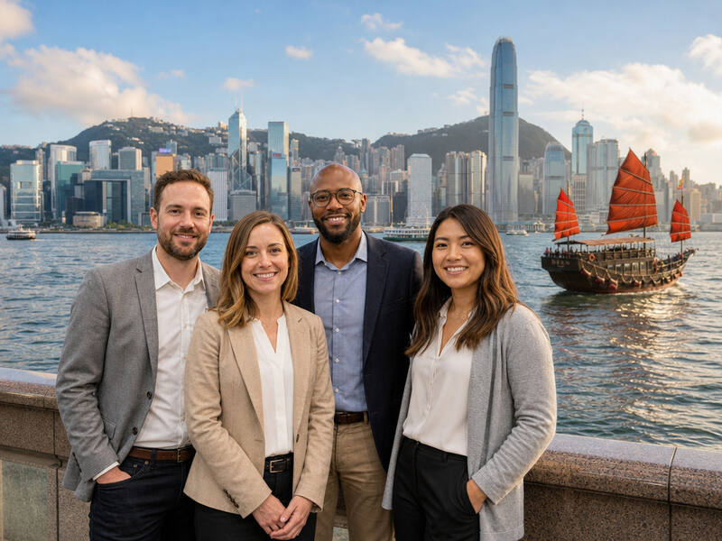 Victoria Harbour Hong Kong AI photo booth effect — Group rendering