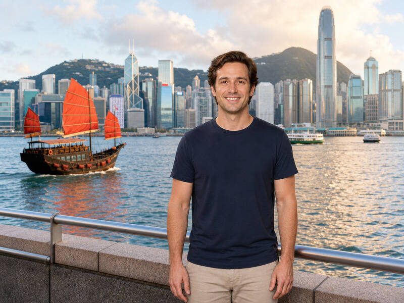Victoria Harbour Hong Kong AI photo booth effect — Solo rendering