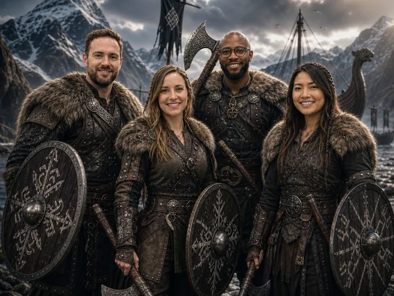 Viking Warrior AI photo booth effect — Group rendering