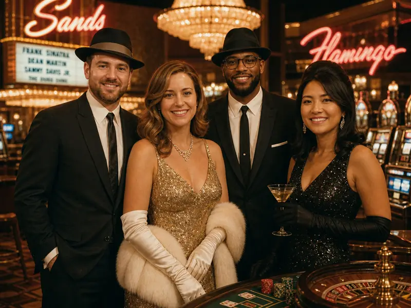 Vintage Las Vegas 1960s AI photo booth effect — Group rendering