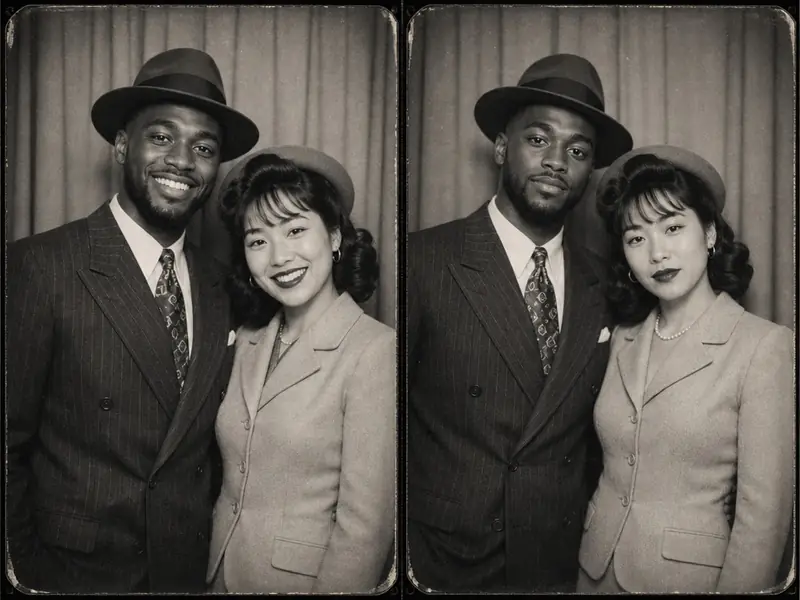 Vintage Photo Booth 1940s AI photo booth effect — Couple rendering