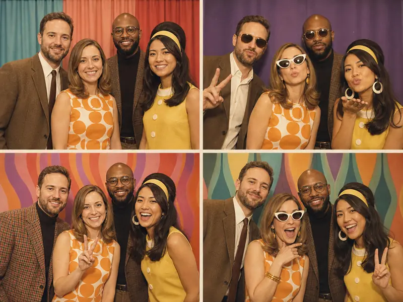 Vintage Photo Booth 1960s AI photo booth effect — Group rendering