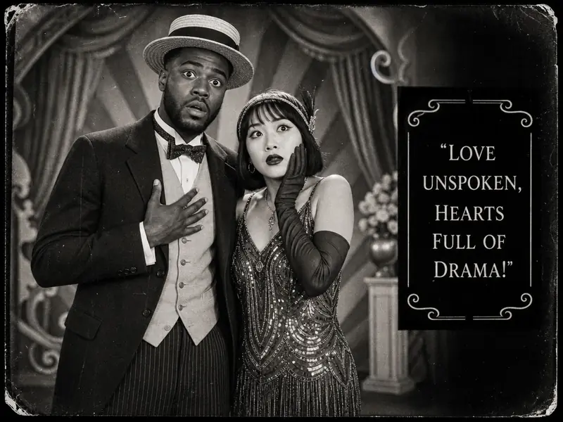 Vintage Silent Movie AI photo booth effect — Couple rendering
