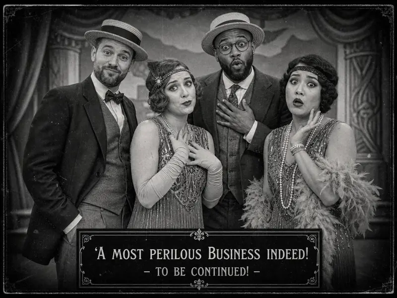 Vintage Silent Movie AI photo booth effect — Group rendering